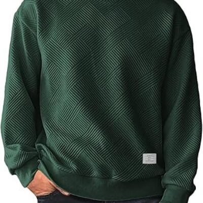 Men’s Crewneck Sweatshirts Soild Green Color Free Size