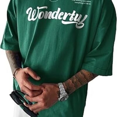 Men’s Novelty Casual Letter Graphic Crewneck T-Shirt Half Sleeve Oversized