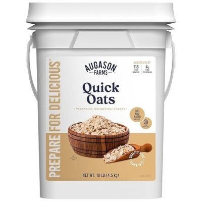 Augason Farms Quick Rolled Oats Emergency Food Storage 10 Pound Pail