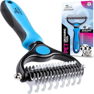 Pat Your Pet Deshedding Brush – Double-Sided Undercoat Rake for Dogs & Cats