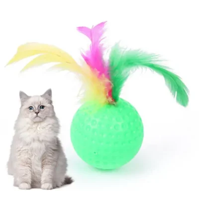 Cat Feather Ball Plastic Training Funny Kitten Ball